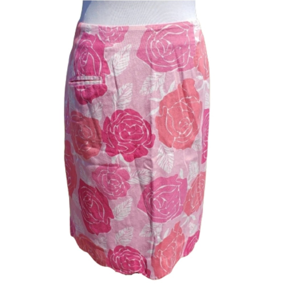 VINTAGE Skirt Barbiecore Pink Scalloped LILLY PULITZER Beauty Rose Cotton Sz 6